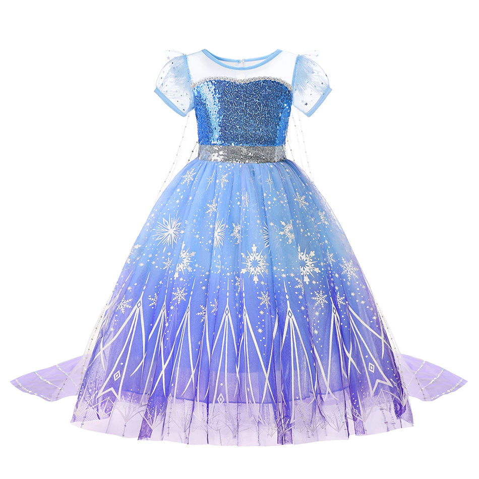 เด็กผู้หญิง Elsa Princess Dress Birthday Party คอสเพลย์เครื่องแต่งกาย Anna Princess Themed Dresses เสื้อผ้าฮาโลวีน thumbnail 8
