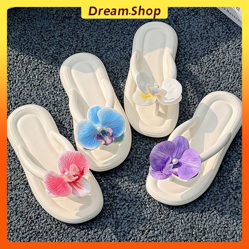 「DR」 รองเท้าแตะสุภาพสตรีรองเท้าแตะชายหาดกล้วยไม้ฤดูร้อนสไตล์ใหม่ลําลองทุกการแข่งขัน EVA กันลื่นพื้นนุ่มชายหาดขนาดเดินทาง: 36-45