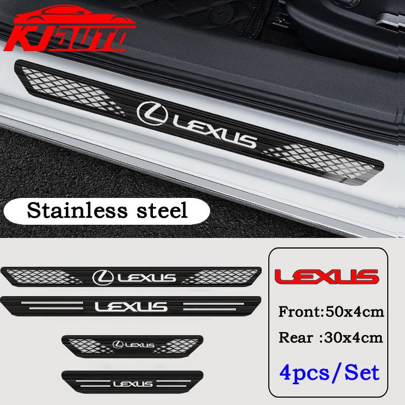 4pcs Lexus รถสแตนเลสเกณฑ์แถบโลหะยินดีต้อนรับเหยียบตกแต่ง Auto จัดแต่งทรงผมสติกเกอร์สําหรับ Lexus Is2