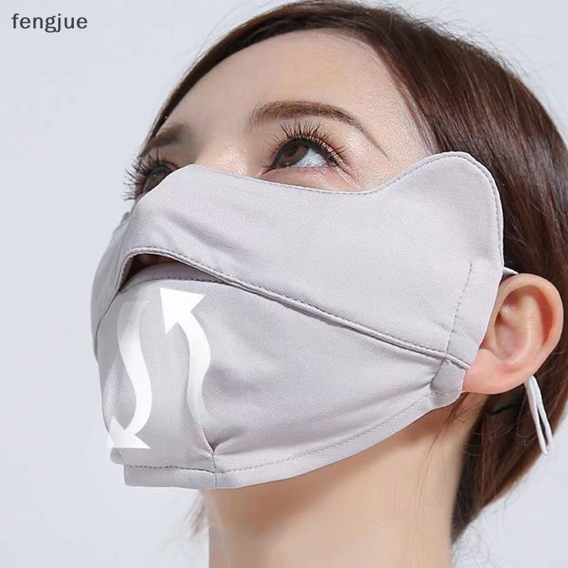 Fengjue ผู้หญิงผู้ชายหน้ากากผ้าไหมน้ําแข็งฤดูร้อนป้องกันรังสียูวีขี่จักรยานหน้าปกระบายอากาศล้างทําความสะอาดได้กีฬากลางแจ้งผ้าพันคอ TH