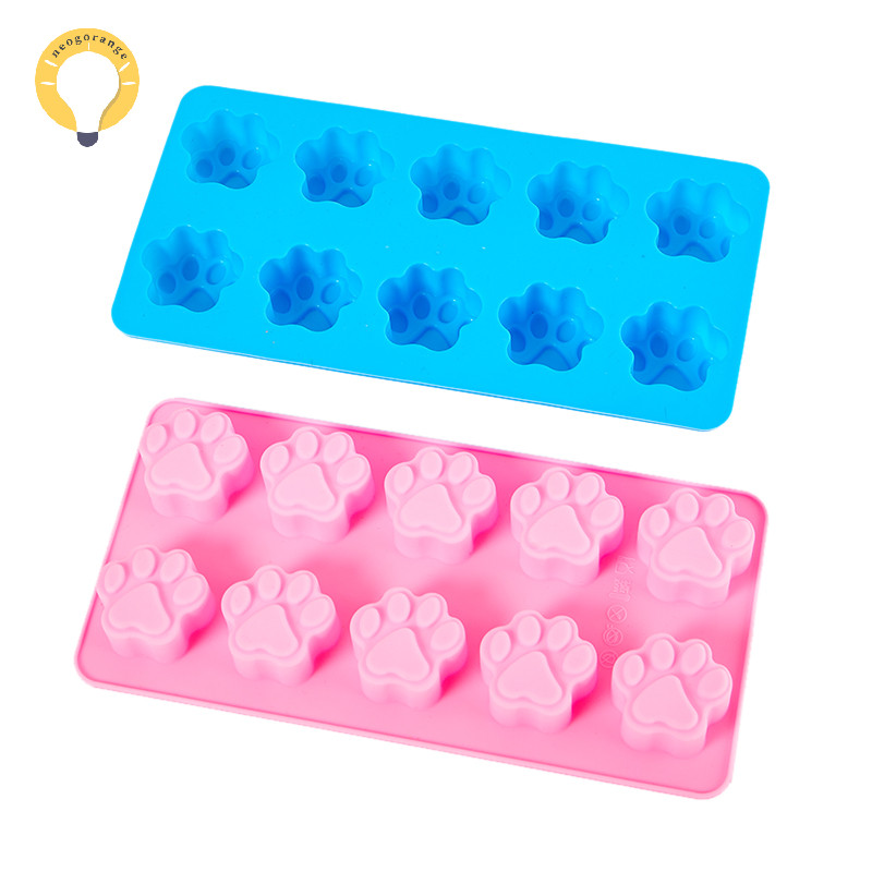 [neogrange] 10 เซลล์สุนัขแมว Paw แม่พิมพ์เค้กซิลิโคนสําหรับบิสกิต Jelly ถาดอบถาดน้ําแข็ง TH