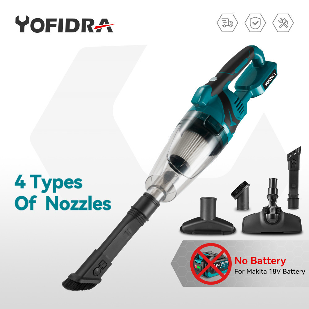 Yofidra V1 1500W เครื่องดูดฝุ่นไร้สายแบบพกพาชาร์จในครัวเรือนอุตสาหกรรมก่อสร้างทําความสะอาดเครื่องมือสําหรับ Makita 18V แบตเตอรี่