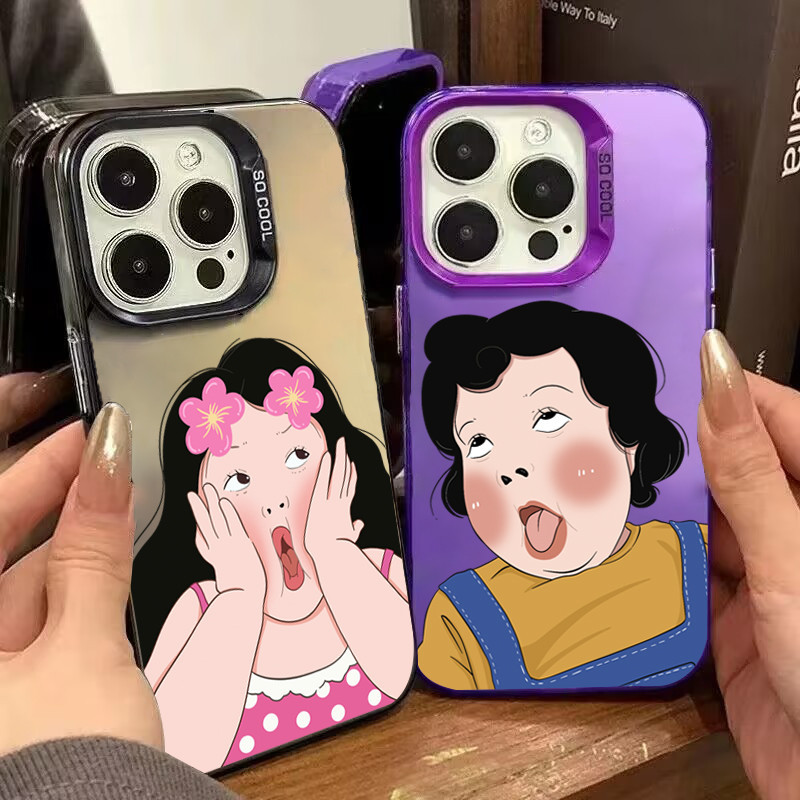 ปลอกสําหรับiphone 15 14 13 12 11 Pro Max XS Max X XR 8 7 Plus SE2020 2022 ตลกสร้างสรรค์น่ารักสาวIMDหรูหราMatte Hardกันกระแทก