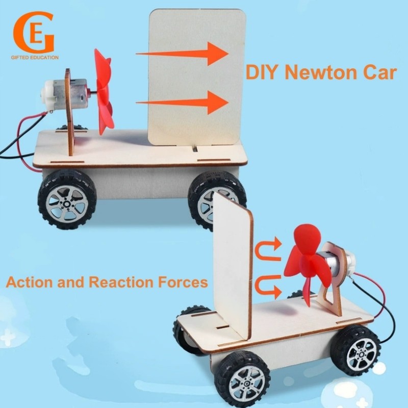 การนําเสนอ DIY นิวตันรถแอ็คชั่นและตอบสนอง Forces STEM การทดลองทางวิทยาศาสตร์วัสดุนักเรียนโรงเรียนช่วยสอน