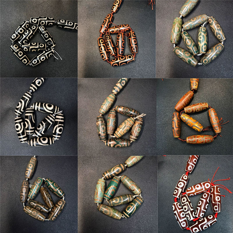 14*40 มม.ทิเบตเก่าอาเกตธรรมชาติ Dzi ลูกปัด DIY พระพุทธรูปจี้สร้อยข้อมืออุปกรณ์เสริม /1PC