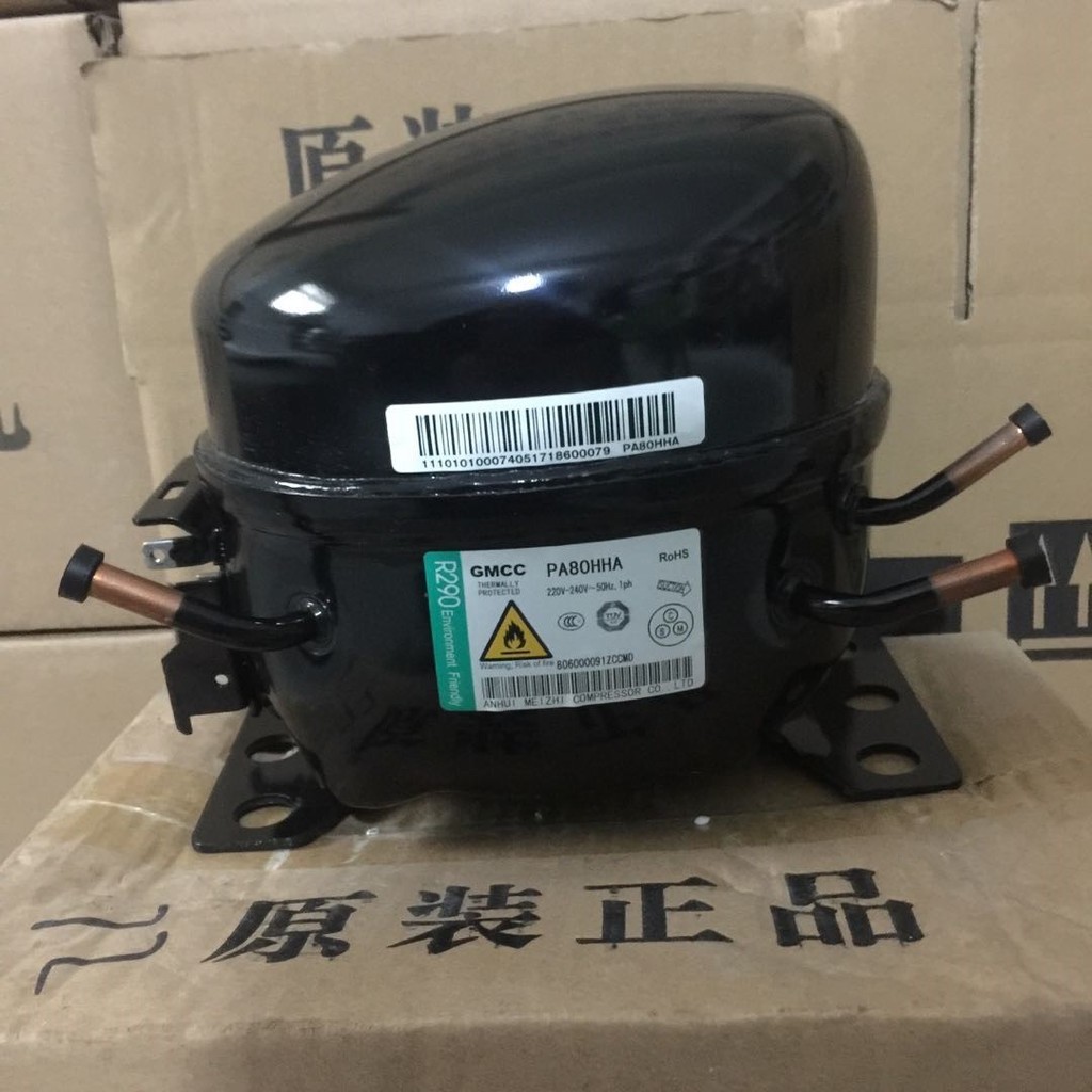ชิ้นส่วนคอมเพรสเซอร์ตู้เย็นและตู้แช่แข็ง PA80H1C LK83CU NUM80CA ของ GMCC ใช้แล้ว สารทำความเย็น R290a