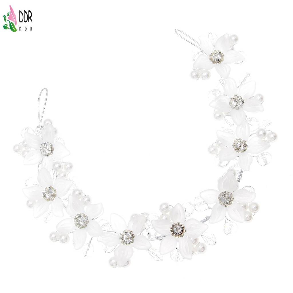 สีขาว หรูหรา ผม ใส่ห่วง หมวกคริสตัลประกายรูปดอกไม้ - รูปที่ 6