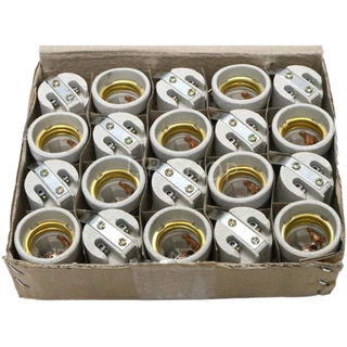 Augut (แพ๊ค 20 ชิ้น) ขั้วห้อย กระเบื้อง มีเดือย 4A 250V สำหรับหลอด เกลียว E27 (รุ่น F-520)