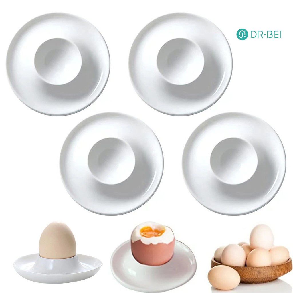 Dr.bei 4/6 ชิ้นถ้วยไข่สีขาวเกรดอาหาร BPA ฟรีความทนทานสูงขนาดกะทัดรัดแบบพกพาที่วางไข่ต้มชุด