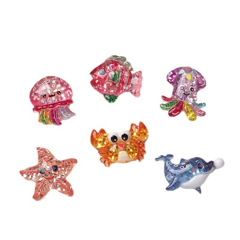 การ์ตูน Fine กระพริบสัตว์ทะเล Jibits Croc ปลาหมึก Crocss Jibbit Charm ปลาดาว Crocss สีชมพูปู Jibbits สําหรับผู้หญิงอุปกรณ์เสริมรองเท้า