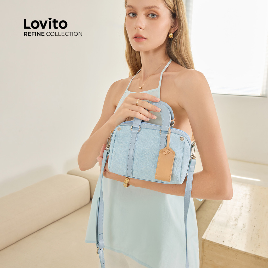 (Lovito Refine) กระโหลกกระโหลกย้อนยุคซิปบอสตันกระเป๋าความจุขนาดใหญ่กระเป๋าสะพายขนาดเล็กสำหรับผู้หญิง LFA50540