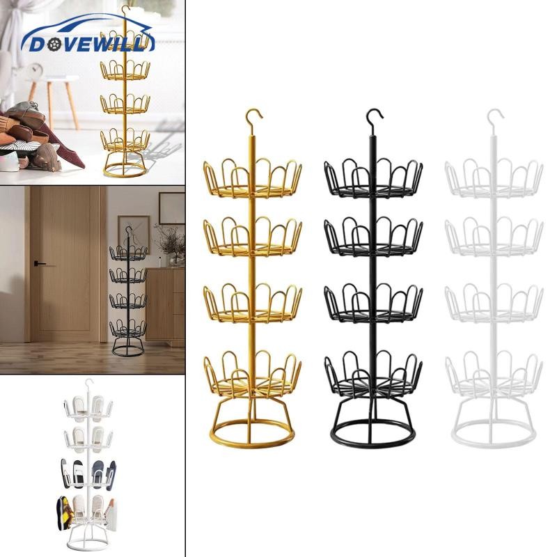 [Dovewill] ชั้นวางรองเท้าแบบหมุนได้ยืนชั้นวางรองเท้าวงกลมเหล็กประหยัดพื้นที่มัลติฟังก์ชั่รองเท้าต้นไม้ที่แขวนรองเท้าสําหรับในร่มกลางแจ้ง
