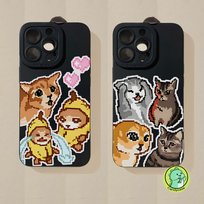 ตลกพิกเซลแมว Meme เคสโทรศัพท์สําหรับ IQOO 13 12 11 10 9 8 5 Pro 11s 7 Neo 10 9 8 Pro 7 6 SE 5s Z9 Z9