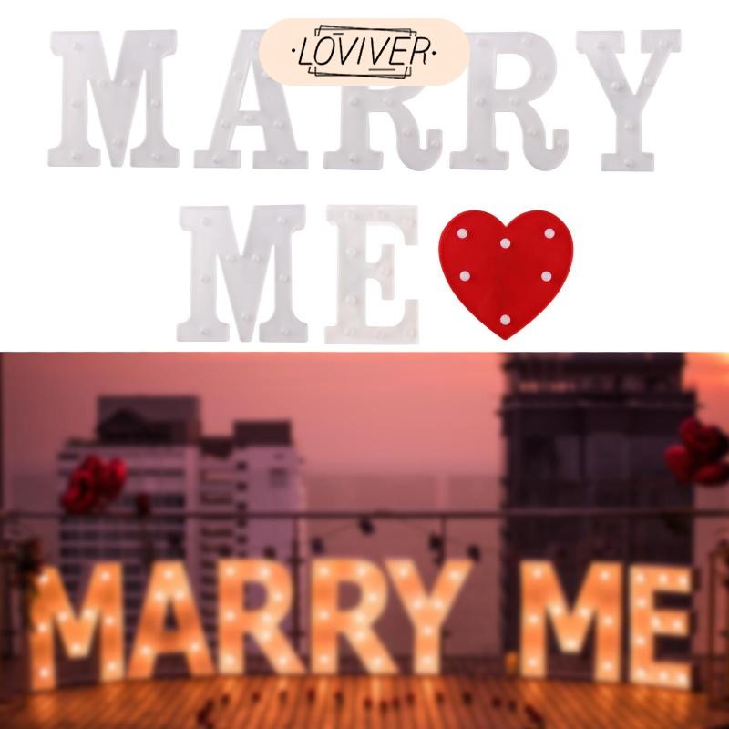 LOVIVER Marry ME และ Heart Letters up Sign งานแต่งงานวันเกิด Party Warm Light Decor