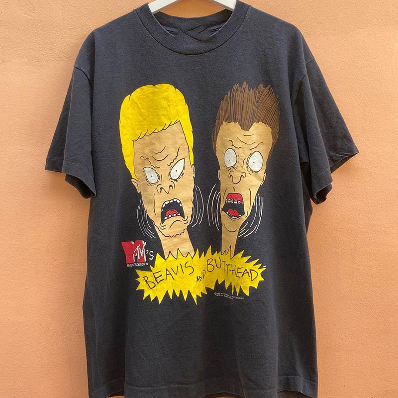 ผ้าฝ้าย 100% พร้อมสต็อก Beavis และ Butt-head Beavis และ Butt-head American Retro Spoof chic ผู้ชายผู้หญิงเสื้อยืด