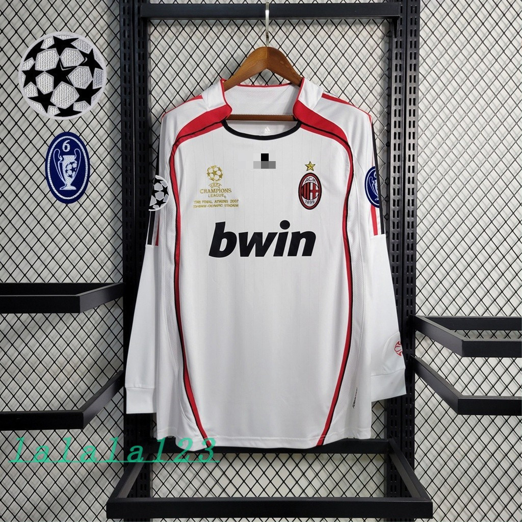 06-07 Retro Soccer Jersey AC MILAN I KAKA RONALDO เสื้อยืดแขนยาวสีขาวคลาสสิก 2006 2007-JZ