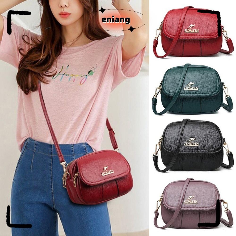 Eniang815 กระเป๋าสะพายไหล่, PU หนังสีทึบกระเป๋าสะพายข้าง,แบบพกพากระเป๋า Messenger ขนาดเล็กผู้หญิงสุภาพสตรี