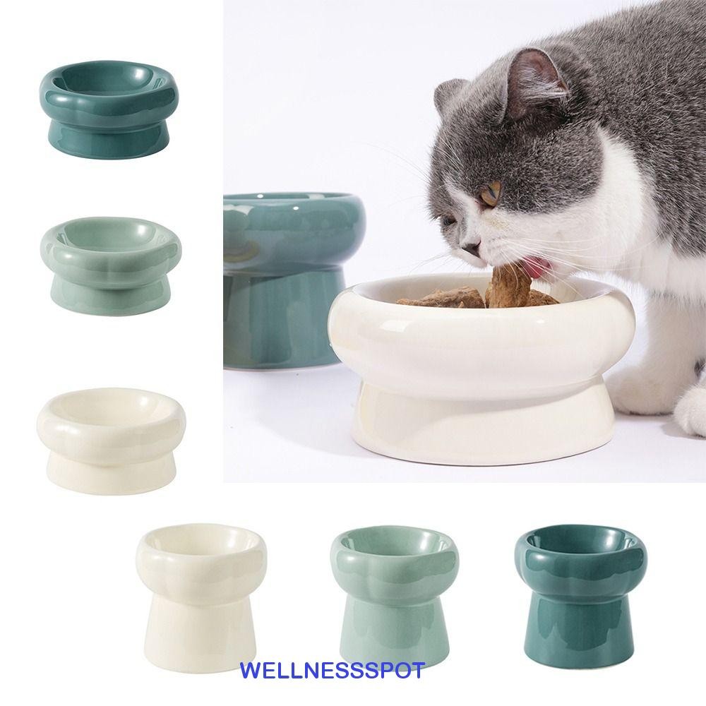 Wellnessspot ชามแมว, จานให้อาหารสัตว์เลี้ยงภาชนะใส่อาหาร หม้ออาหารแมว, ทนทานป้องกันการพลิกคว่ํากลีบรูปเซรามิกชามน้ําดื่มสัตว์เลี้ยงขนาดเล็กและขนาดกลาง