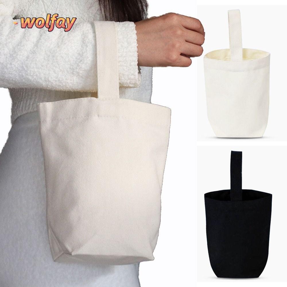 Wolfay Tote Bag, กระเป๋าถือผ้าแคนวาสความจุขนาดใหญ่สีทึบ, การจัดการผ้าใบทุกวัน