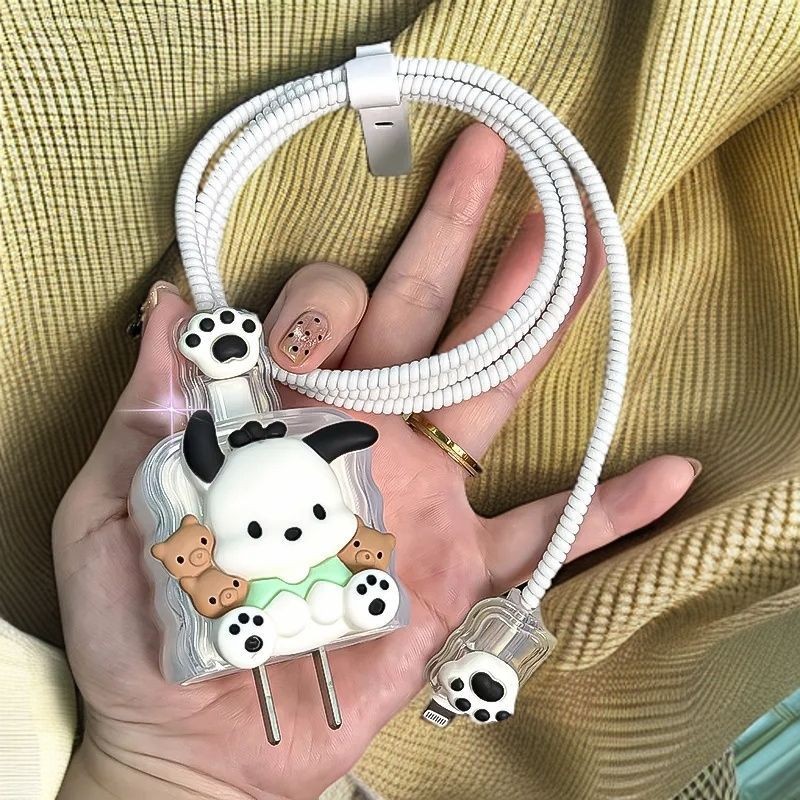 น่ารัก Pochacco สําหรับ Xiaomi 14 charger protector 33W 67w 90w 120w ฝาครอบสาย protector ประเภท C An