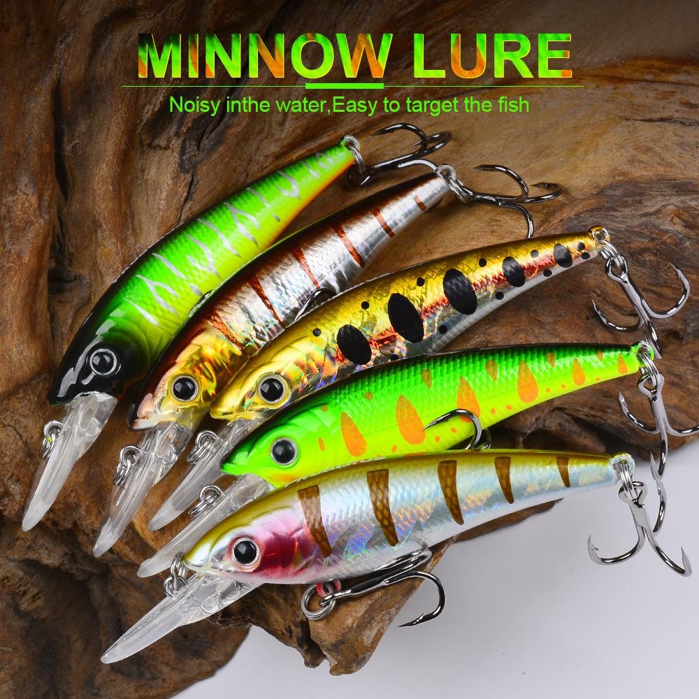 Proberos 1 ชิ้นลอย Minnow Lure Casting 9 ซม.8.5g ประดิษฐ์ตกปลา Lure 3D ตา 6 # Treble Hook Sebarau นกยูงเบส Siakap อุปกรณ์ตกปลา