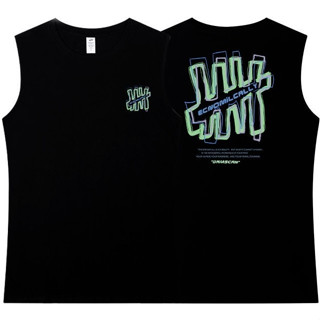 NEW เสื้อแขนกุด ลายหน้า-หลัง สกรีนสวยๆ ขาว-ดำ OP-1048