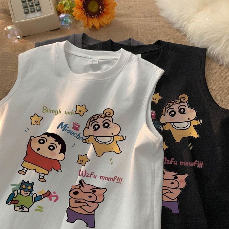 NEW เสื้อแขนกุดชายหญิง สกรีนลายชินจัง OP-1038