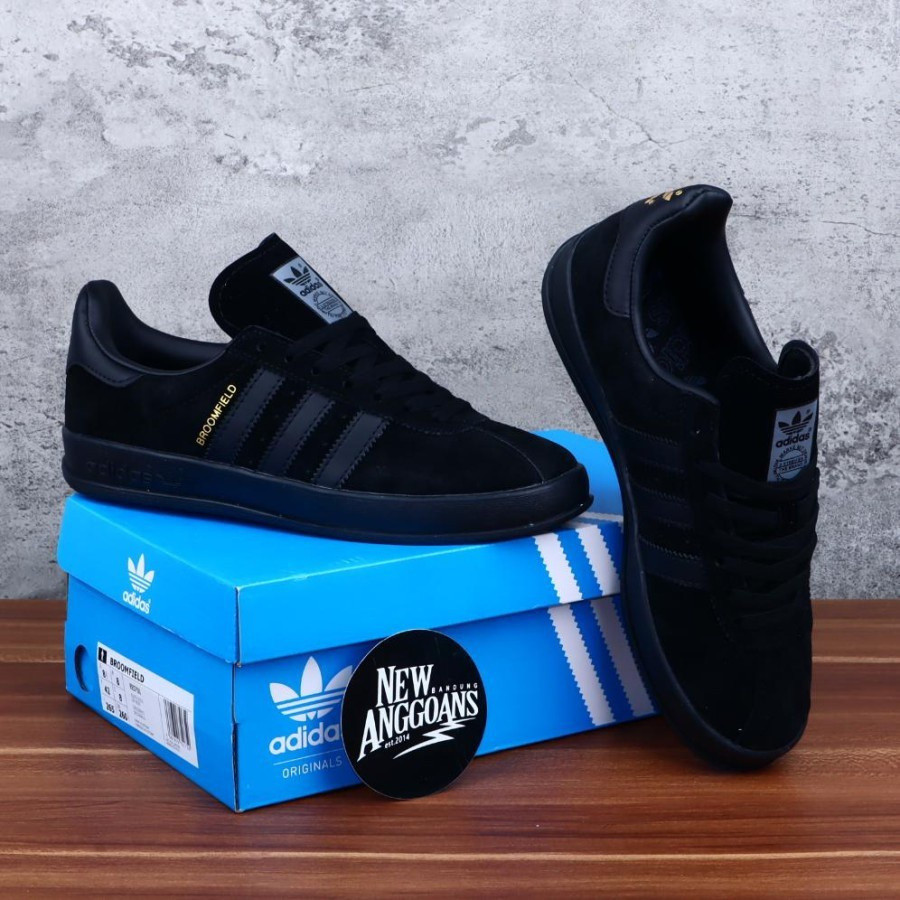 รองเท้าวิ่ง Adidas Broomfield สีดำล้วน 70% นำเข้าพรีเมียม สำหรับผู้ชายและผู้หญิง แบบยูนิเซ็กซ์