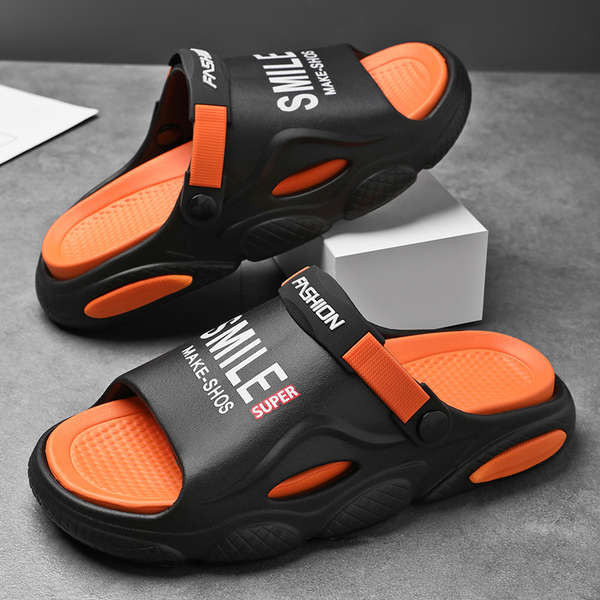 รองเท้าแตะ slipper Street Wear รองเท้าแตะผู้ชายฤดูร้อนสองสวมใส่ขับรถทํางานหนา Soled Shit-Stepping Feeling สวมใส่กลางแจ้ง