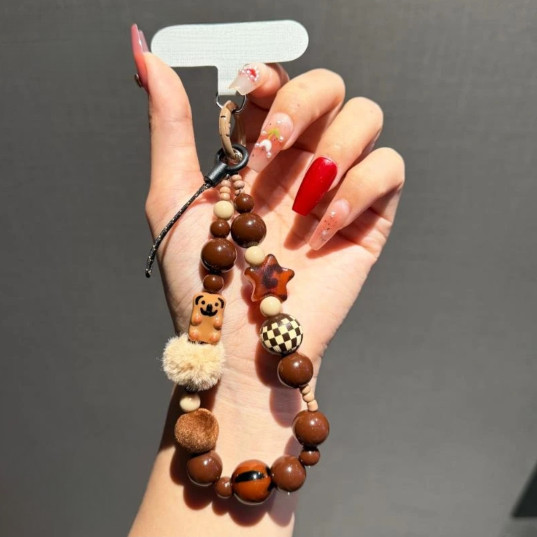 Ins Retro ลูกปัดโทรศัพท์มือถือเสือดาวพิมพ์ Lanyard Chain จี้ ccd โซ่โทรศัพท์มือถือกล้องเชือกเส้นเล็กสไตล์สั้น All-Match กระเป๋าเครื่องประดับของขวัญ Anti-Lost เชือกเครื่องประดับมือ