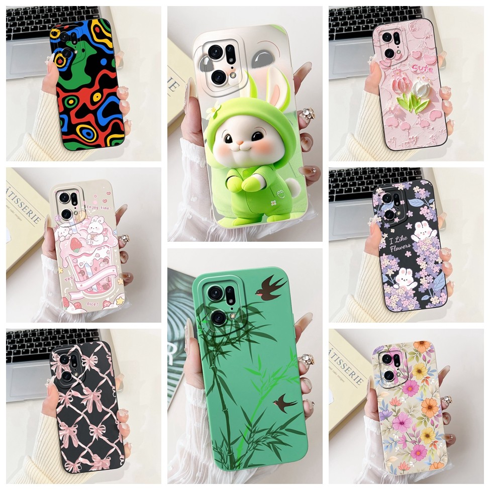 Oppo Find X5Pro PFEM10 CPH2305 PFFM20 Cover Oppo Find X5 Pro Case กันกระแทกแมวน่ารักแพนด้ากระต่ายแฟช