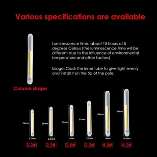 FFY 50/100 ชิ้น 2.2-4.5 มิลลิเมตร Night Fishing Float Rod ไฟ Dark Glow Stick ตกปลาที่มีประโยชน์เรืองแสง Lightstick