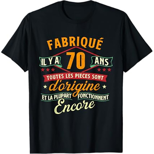 Made 70 Years Ago - เสื้อยืด Joke วันเกิด 70 ปี สีดํา