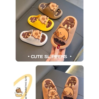 รองเท้าแตะ Capybara น่ารัก, PVC กันลื่นการ์ตูนสัตว์รองเท้าแตะ, Creative หนาหมุนได้นุ่มเด็กรองเท้าแตะห้องน้ําชายหาด🍓