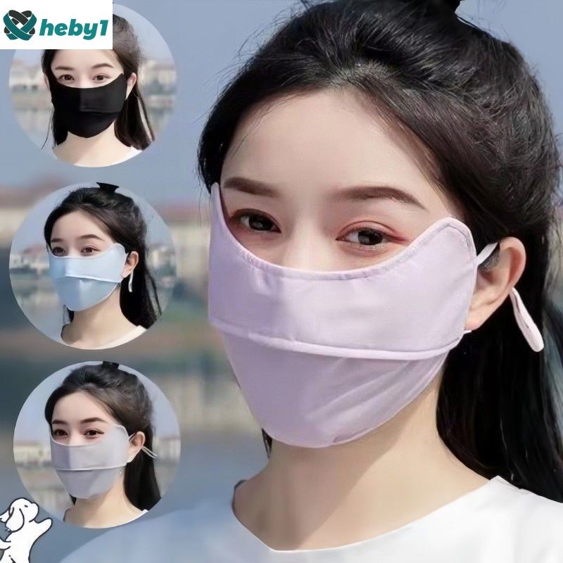 【ลดราคา】หน้ากากกันแดดผ้าไหมน้ำแข็งสำหรับผู้ชายและผู้หญิง ป้องกันรังสียูวีในฤดูร้อน ผ้าคลุมหน้าสำหรับขี่จักรยาน ระบายอากาศได้ ซักได้ ผ้าพันคอสำหรับเล่นกีฬากลางแจ้ง heby1