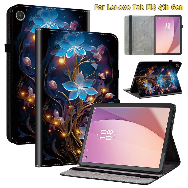 เคส สําหรับ Lenovo Tab M8 4th Gen กรณี TB300FU TB301XU แท็บเล็ตปลอกแฟชั่นการ์ตูนรูปแบบ PU ปกหนังยืนพ