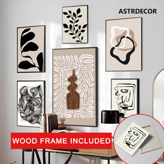 (พร้อมกรอบ) ภาพวาดผ้าใบ รูปนกพิราบ แจกัน เรขาคณิต สไตล์โบโฮ …