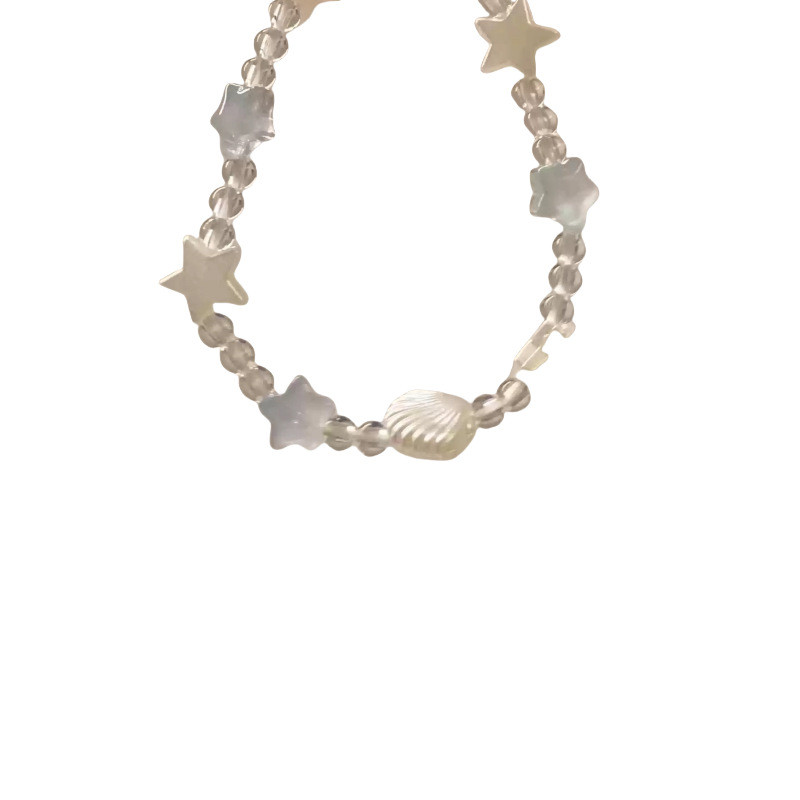 สร้อยข้อมือลูกปัดดาวห้าแฉกเปลือกหอยสีขาวสีน้ําเงินผู้หญิง - รูปที่ 3