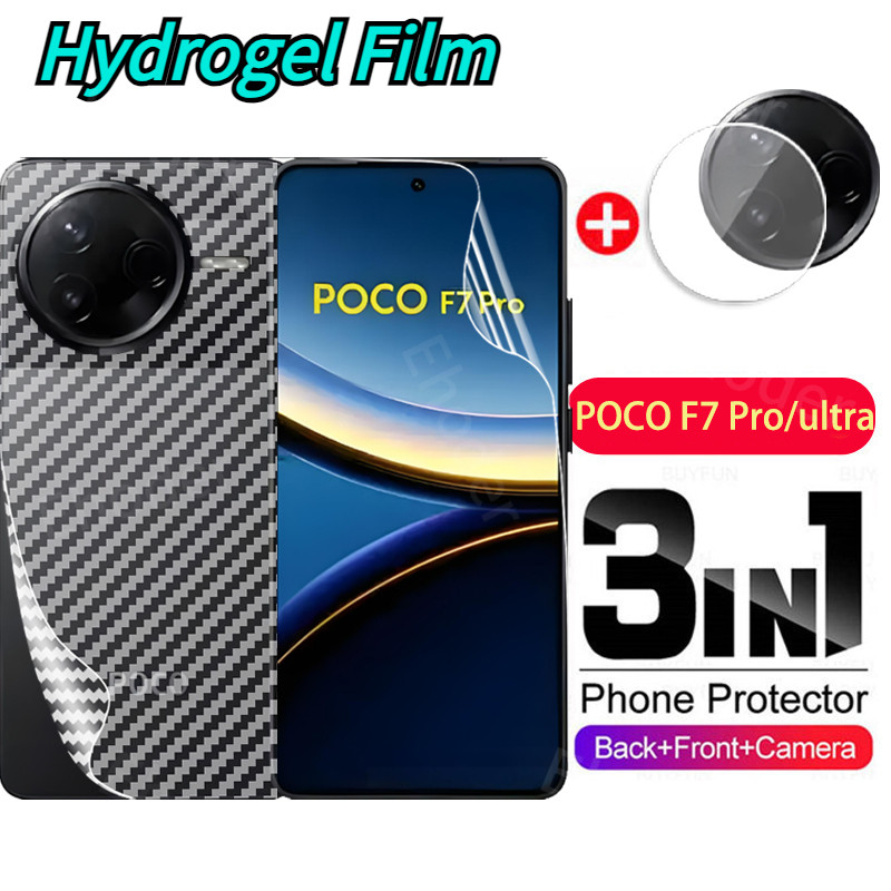 สําหรับ Xiaomi POCO F7 Pro Ultra 5G 2025 ด้านหน้าด้านหลังฟิล์มไฮโดรเจลนุ่มหน้าจอ Protecto เลนส์กล้องแก้วบน POCOF7 F7Pro F7Ultra MI คลุมทั้งหมดป้องกันฟิล์ม