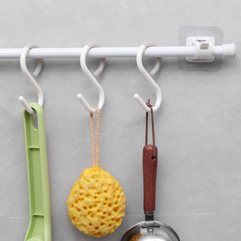 แนะนำ ผ้าม่าน 2/4/6 ชิ้นผ้าม่าน Rod วงเล็บ Self กาวผ้าม่าน Rod ผู้ถือตะขอเล็บฟรีปรับผ้าม่าน Rod Hooks อุปกรณ์ห้องน้ํา ราคาพิเศษ มีเก็บเงินปลายทาง