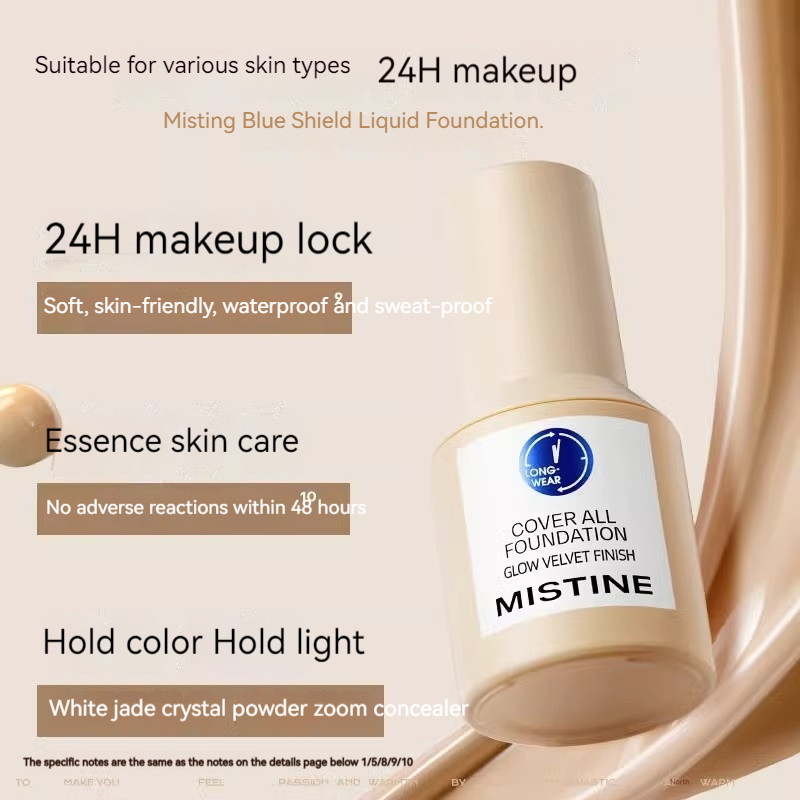 Mistine รองพื้น เนื้อลิขวิด สีฟ้า ติดทนนาน ไม่จางหาย สําหรับแต่งหน้า - รูปที่ 2