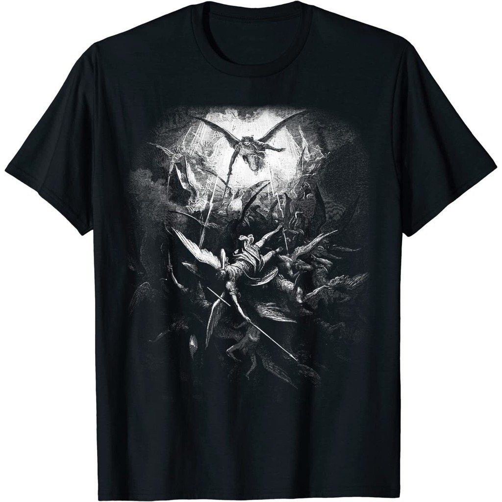 Gustave Dore - เสื้อยืด Michael Casts Out All Of Fallen Angels 1866