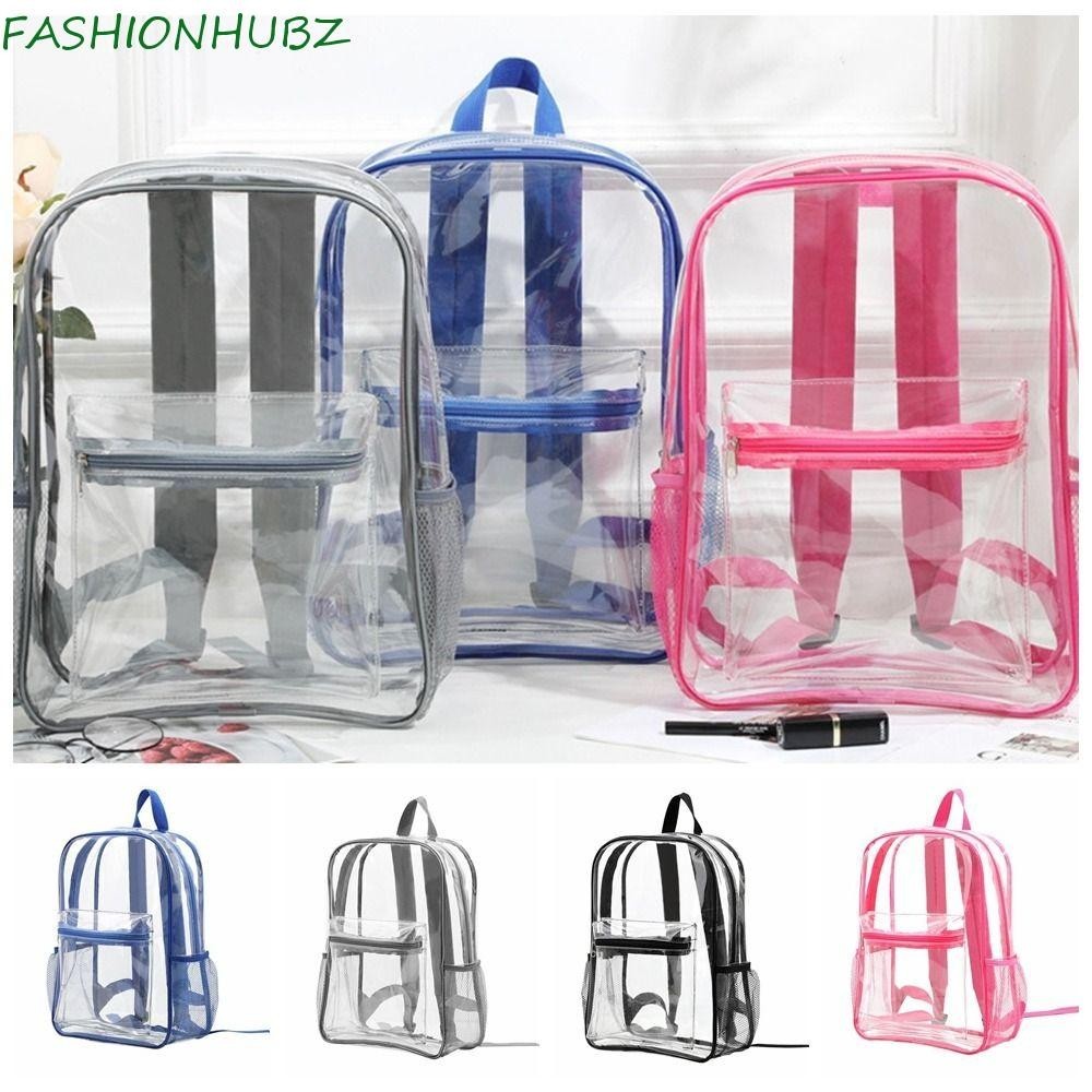 Fashionhubz กระเป๋าเป้สะพายหลัง Pvc ใส ขนาดใหญ่ จุของได้เยอะ กันน้ํา มีที่จับ สําหรับเล่นกีฬา