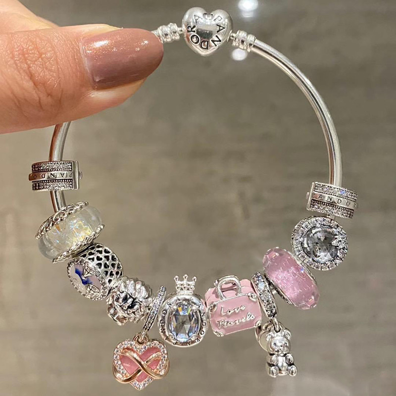 พร้อมส่ง เครื่องประดับ สร้อยข้อมือ จี้ลูกปัดคริสตัล รูปมงกุฎหัวใจ คุณภาพสูง DIY