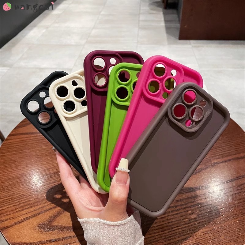 ใช้งานร่วมกับสําหรับ iPhone 17 Air 16 16e 15 14 Plus 13 12 11 Pro Max เคสโทรศัพท์ 3D สเตอริโอ Thicken Anti Fall กันกระแทกสีทึบ Matte Frosted Simple ธุรกิจปลอกอ่อนกรณีฝาครอบ