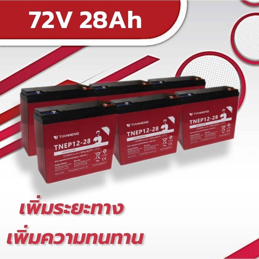 แบตเตอรี่ 12V 28Ah Premium AGM Gel Battery Tianneng TNEP12-28 สำหรับรถไฟฟ้าเกรดพรีเมี่ยมความจุสูงมีข