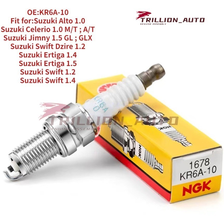 4 ชิ ้ น NGK Spark Plug สําหรับ Suzuki Alto / Celerio / Ertiga / Jimny / Swift / Swift Dzire KR6A-10