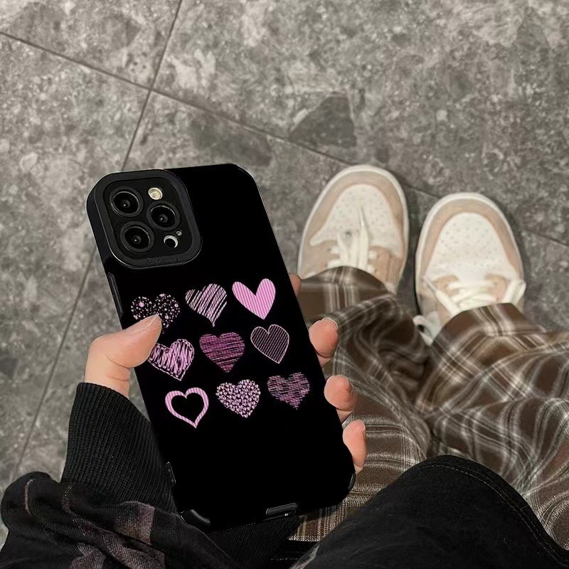 เหมาะสําหรับ iPhone13/14promax Apple 12/11 เคสโทรศัพท์หนัง 15pro รวมทุกอย่าง xs Pink Love Lambskin 15 การ์ตูน 12 รูปแบบสี 11 น่ารัก 8plus Shock-proof 7 หนัง TPU รู้สึก 15promax Suede Soft Shell ปุ่ม