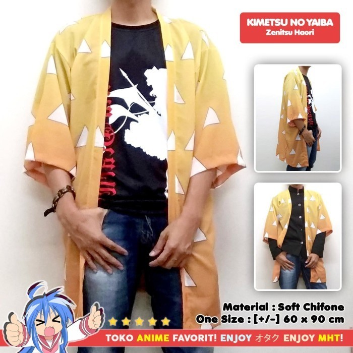 ✨ -Haori Anime - Loose Kimono Kimetsu no Yaiba - สไตล์ Zenitsu Agatsuma