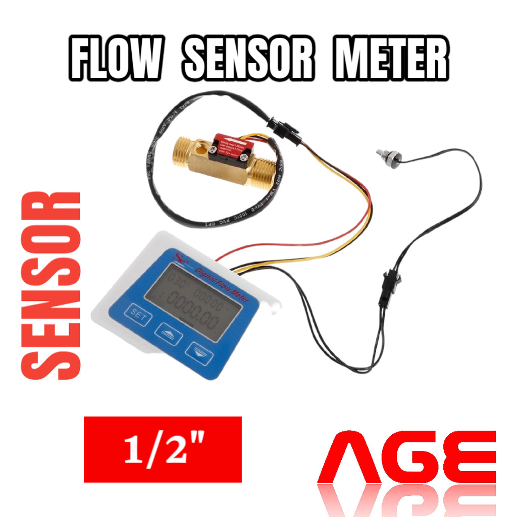 Digital Flow Meter Water Flowmeter Temperature Time Record with YF-B7,G1/2 Flow sensor วัดอัตราการไห